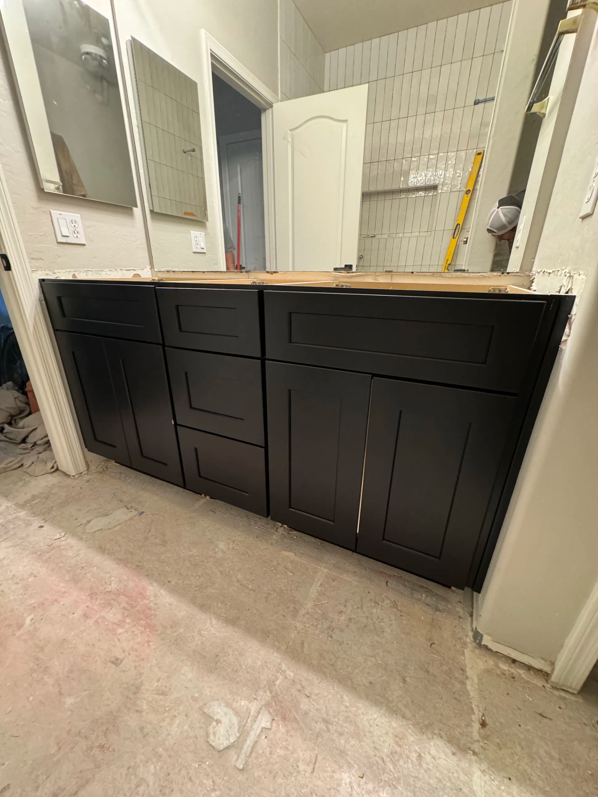 Gallery photos for Bathroom Vanity Cabinet Installation Mid-Remodel: Image #1