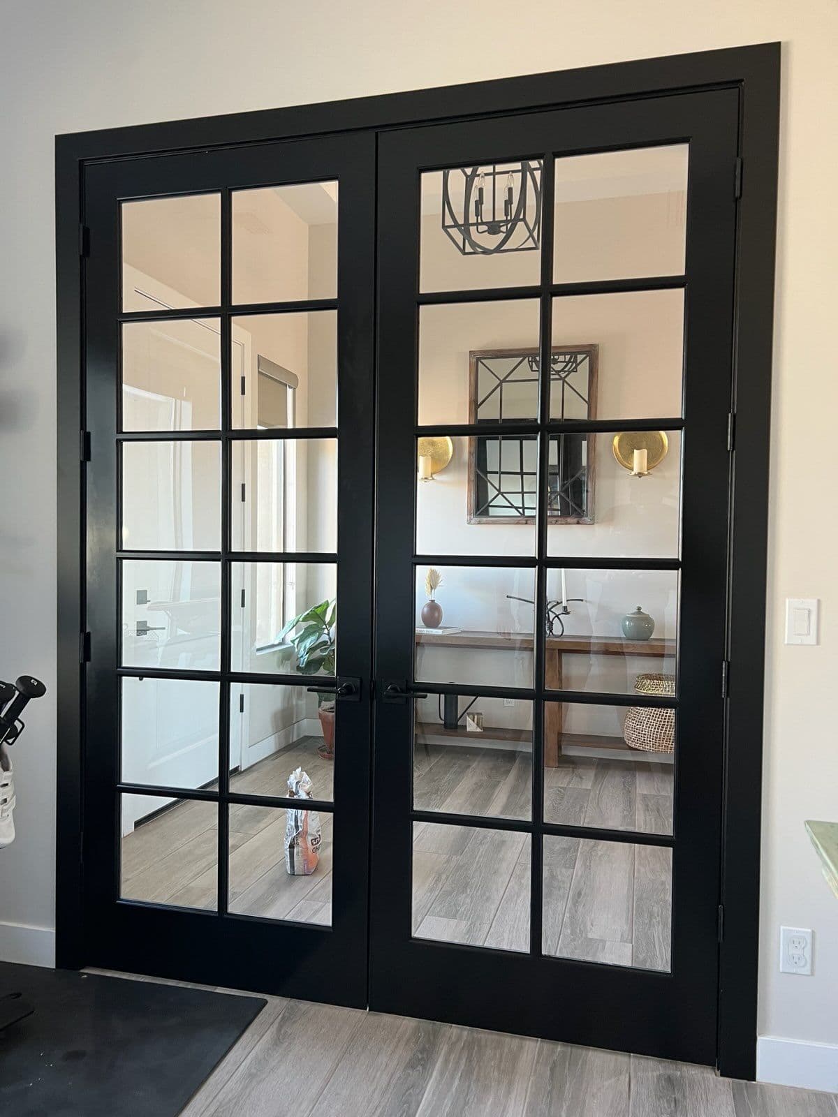 Gallery photos for Glass Double Doors with Black Frames Installed: Image #1